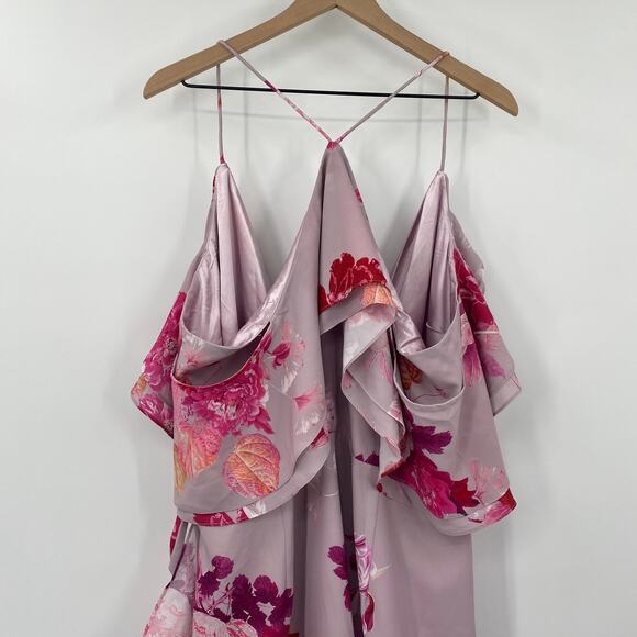 City Chic Sakura Maxi Dress Floral Wrap Hi Lo Maxi Purple NEW Plus Womens 18W - Picture 6 of 10